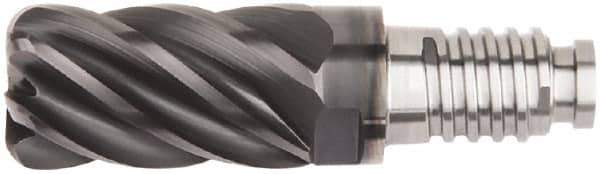 Kennametal - 10mm Diam, 15mm LOC, 6 Flute, 0.5mm Corner Radius End Mill Head - Solid Carbide, AlTiN Finish, Duo-Lock 10 Connection, Spiral Flute, 37 & 39° Helix, Centercutting - Apex Tool & Supply