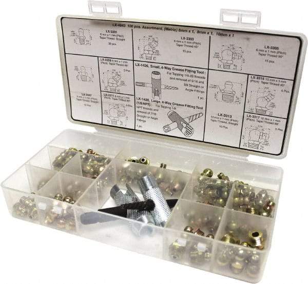 lumax - Grease Fitting Sets Standard of Measurement: Metric Material: Steel - Apex Tool & Supply