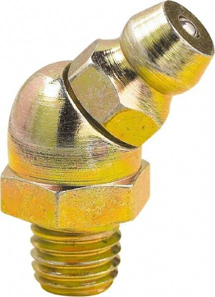 lumax - 45° Head Angle, 1/4-28 Taper Steel Taper Thread Grease Fitting - Zinc Plated Finish - Apex Tool & Supply
