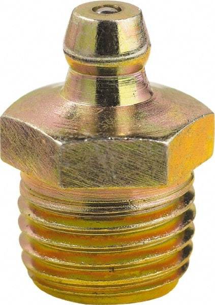 lumax - 0° Head Angle, 1/4 PTF Steel Taper Thread Grease Fitting - Zinc Plated Finish - Apex Tool & Supply