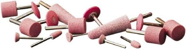 Camel Grinding Wheels - 7/8" Head Diam x 2-3/4" Thickness, A3, Tree End, Aluminum Oxide Mounted Point - Pink, Medium Grade - Apex Tool & Supply