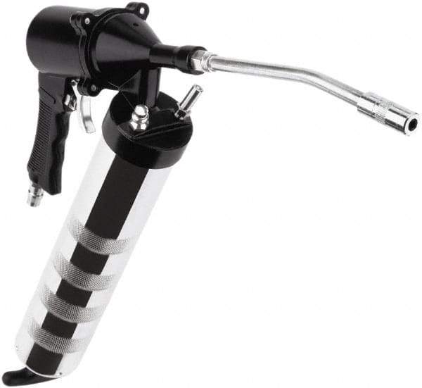 lumax - 3,000 Max psi, Flexible Air-Operated Grease Gun - 14 oz Capacity, 1/8 Thread Outlet, 3-Way Fill - Apex Tool & Supply