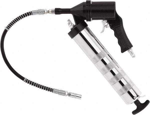 lumax - 6,000 Max psi, Rigid Air-Operated Grease Gun - 14 oz Capacity, 1/8 Thread Outlet, 28 Strokes per oz, 3-Way Fill - Apex Tool & Supply