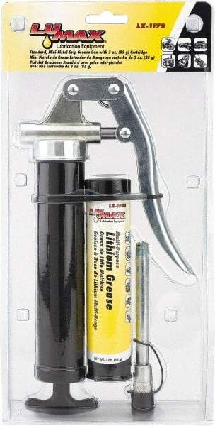 lumax - Rigid Pistol Grease Gun - 3 oz Capacity, 1/8 Thread Outlet, 66 Strokes per oz, Bulk & Cartridge Fill - Apex Tool & Supply