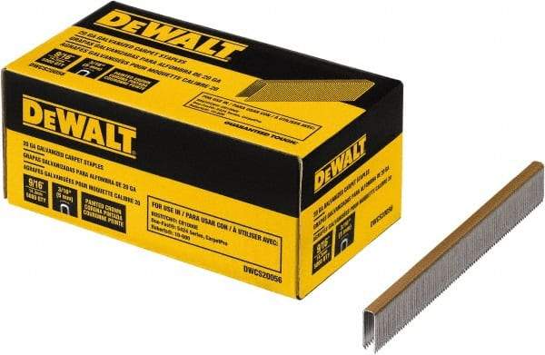 DeWALT - 9/16" Long x 0.0375" Wide, 20 Gauge Crowned Construction Staple - Steel, Galvanized Finish - Apex Tool & Supply