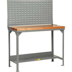 Little Giant - 72 Wide x 36" Deep x 36" High, Butcher Block Workbench - 1-3/4" Butcher Block Top, Fixed Legs, Gray - Apex Tool & Supply