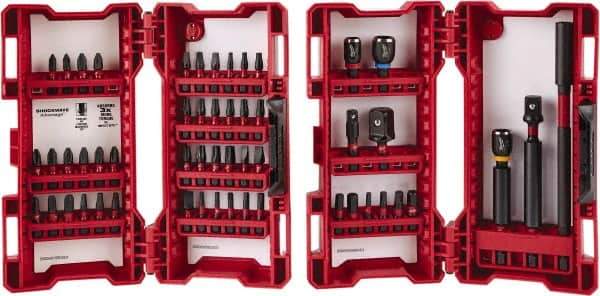 Milwaukee Tool - 55 Piece, Impact Driver Bit Set - 3/32 to 1/4" Hex, #1 to #3, Drilling/Screwdriving Utility Accessory Set Kit, 1/4" Hex Drive, Hex Point - Apex Tool & Supply