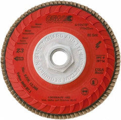Camel Grinding Wheels - 120 Grit, 5" Disc Diam, 5/8-11 Center Hole, Compact Zirconia Alumina Flap Disc - 12,200 Max RPM, Poly Cotton Backing, Arbor Attaching System, Coated - Apex Tool & Supply