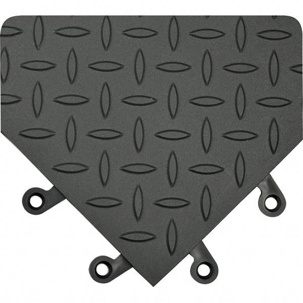 Wearwell - 18" Long x 18" Wide x 7/8" Thick, Anti-Fatigue Modular Matting Anti-Fatigue Flooring - Male, 4 Interlocking Sides, Black, For Dry & Wet Areas - Apex Tool & Supply