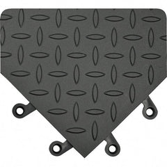 Wearwell - 18" Long x 18" Wide x 7/8" Thick, Anti-Fatigue Modular Matting Anti-Fatigue Flooring - Male, 4 Interlocking Sides, Black, For Dry & Wet Areas - Apex Tool & Supply
