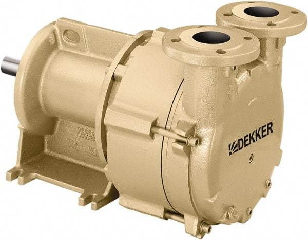 DEKKER Vacuum Technologies - 29 Hg Max, 1-1/2" ANSI 150# RF Flanged Inlet & Discharge, Single Stage Liquid Ring Vaccum Pump - 60 CFM, 5 hp, 316 Stainless Steel Housing, 316 Stainless Steel Impeller, 1,750 RPM, 230/460 Volts - Apex Tool & Supply