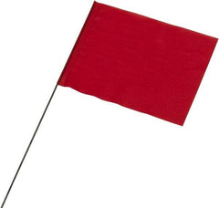 Ability One - 4" High x 5" Wide, Red PVC Marking Flag - 21" Overall Height - Apex Tool & Supply
