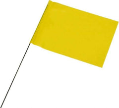 Ability One - 4" High x 5" Wide, Yellow PVC Marking Flag - 21" Overall Height - Apex Tool & Supply