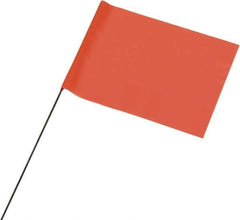 Ability One - 4" High x 5" Wide, Fluorescent Orange PVC Marking Flag - 21" Overall Height - Apex Tool & Supply