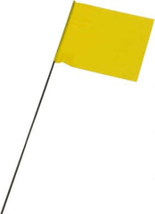 Ability One - 3" High x 3-1/2" Wide, Yellow PVC Marking Flag - 15" Overall Height - Apex Tool & Supply