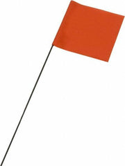 Ability One - 3" High x 3-1/2" Wide, Orange PVC Marking Flag - 21" Overall Height - Apex Tool & Supply