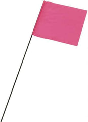 Ability One - 3" High x 3-1/2" Wide, Pink Glow PVC Marking Flag - 21" Overall Height - Apex Tool & Supply