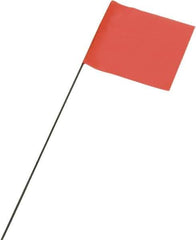 Ability One - 3" High x 3-1/2" Wide, Fluorescent Orange PVC Marking Flag - 21" Overall Height - Apex Tool & Supply