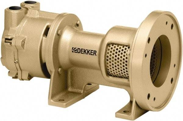DEKKER Vacuum Technologies - 29 Hg Max, 1" FNPT Inlet & Discharge, Single Stage Liquid Ring Vaccum Pump - 35 CFM, 3 hp, 316 Stainless Steel Housing, 316 Stainless Steel Impeller, 3,500 RPM, 230/460 Volts - Apex Tool & Supply