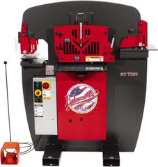Edwards Manufacturing - 8-7/8" Throat Depth, 60 Ton Punch Pressure, 1-1/16" in 5/8" Punch Capacity Ironworker - 5 hp, 1 Phase, 230 Volts, 46-1/8" Wide x 56-1/8" High x 36-1/8" Deep - Apex Tool & Supply