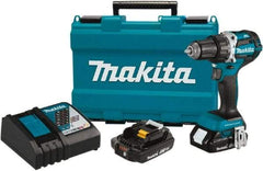 Makita - 18 Volt 1/2" Chuck Pistol Grip Handle Cordless Drill - 0-2000 RPM, Reversible, 2 Lithium-Ion Batteries Included - Apex Tool & Supply