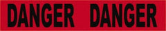 NMC - 200' Long x 3" Wide Roll, Vinyl, Black & Red Barricade Tape - Message: Danger - Apex Tool & Supply