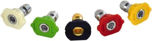 Simpson - 3,600 psi Fixed, Metal, Quick Connect Tip Pressure Washer Nozzle - 0.043" Orificie Diam, 1/4" Thread, Male, White, Green, Black, Red, Yellow - Apex Tool & Supply