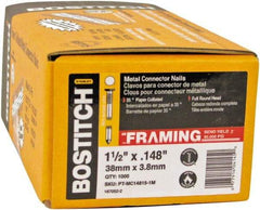 Stanley Bostitch - 16 Gauge 0.0598" Shank Diam 2-1/2" Long Metal Connecting Nails for Power Nailers - Steel, Galvanized Finish, Smooth Shank, Angled Stick Paper Tape Collation, Round Head - Apex Tool & Supply