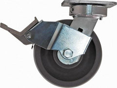 Caster Connection - 6" Diam x 2" Wide x 7-1/2" OAH Top Plate Mount Swivel Caster with Brake - Nylon, 1,500 Lb Capacity, Sealed Precision Ball Bearing, 4 x 4-1/2" Plate - Apex Tool & Supply
