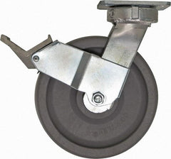 Caster Connection - 8" Diam x 2" Wide x 10-1/8" OAH Top Plate Mount Swivel Caster with Brake - Nylon, 2,000 Lb Capacity, Sealed Precision Ball Bearing, 4 x 4-1/2" Plate - Apex Tool & Supply