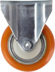 Caster Connection - 4" Diam x 1-1/4" Wide x 5-1/8" OAH Top Plate Mount Rigid Caster - Polyurethane, 400 Lb Capacity, Sealed Precision Ball Bearing, 2-3/8 x 3-5/8" Plate - Apex Tool & Supply
