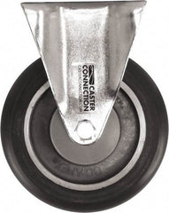 Caster Connection - 5" Diam x 1-1/4" Wide x 6-1/4" OAH Top Plate Mount Rigid Caster - Polyurethane, 450 Lb Capacity, Sealed Precision Ball Bearing, 2-3/8 x 3-5/8" Plate - Apex Tool & Supply