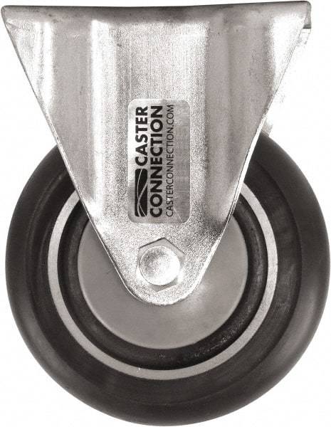 Caster Connection - 4" Diam x 1-1/4" Wide x 5-1/8" OAH Top Plate Mount Rigid Caster - Polyurethane, 400 Lb Capacity, Sealed Precision Ball Bearing, 2-3/8 x 3-5/8" Plate - Apex Tool & Supply