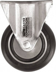 Caster Connection - 4" Diam x 1-1/4" Wide x 5-1/8" OAH Top Plate Mount Rigid Caster - Polyurethane, 400 Lb Capacity, Sealed Precision Ball Bearing, 2-3/8 x 3-5/8" Plate - Apex Tool & Supply