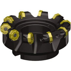 Kennametal - 10" Cut Diam, 2-1/2" Arbor Hole, 5.5mm Max Depth of Cut, 46.5° Indexable Chamfer & Angle Face Mill - 12 Inserts, ON.X080608.. Insert, Right Hand Cut, 12 Flutes, Series MILL 16 - Apex Tool & Supply
