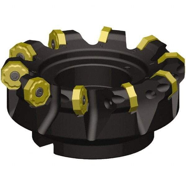Kennametal - 4" Cut Diam, 1-1/4" Arbor Hole, 5.5mm Max Depth of Cut, 46.5° Indexable Chamfer & Angle Face Mill - 6 Inserts, ON.X080608.. Insert, Right Hand Cut, 6 Flutes, Series MILL 16 - Apex Tool & Supply