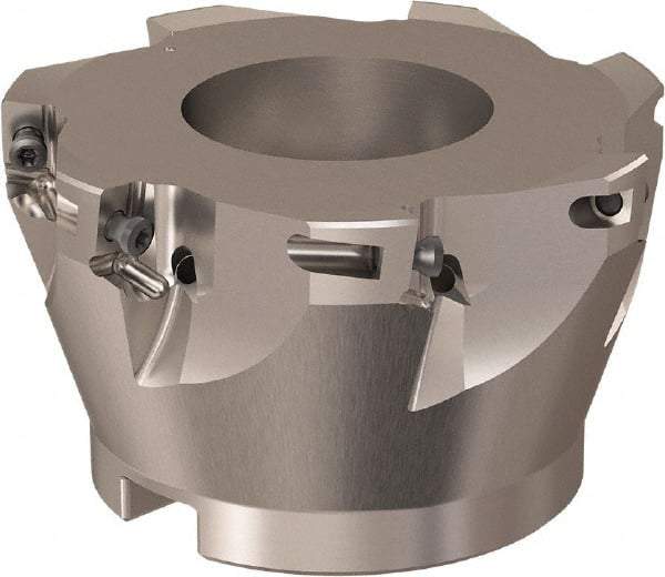 Seco - 7 Inserts, 84mm Cut Diam, 27mm Arbor Diam, 11mm Max Depth of Cut, Indexable Square-Shoulder Face Mill - 90° Lead Angle, 50mm High, XO.X 12.. Insert Compatibility, Through Coolant, Series R220.69 - Apex Tool & Supply