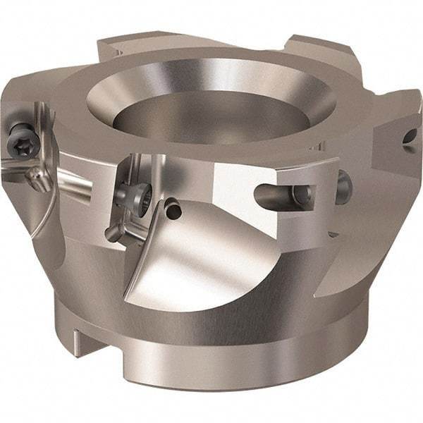 Seco - 6 Inserts, 84mm Cut Diam, 27mm Arbor Diam, 17mm Max Depth of Cut, Indexable Square-Shoulder Face Mill - 90° Lead Angle, 50mm High, XO.X 18.. Insert Compatibility, Through Coolant, Series R220.69 - Apex Tool & Supply