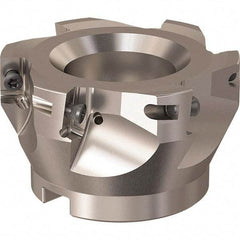 Seco - 6 Inserts, 84mm Cut Diam, 27mm Arbor Diam, 17mm Max Depth of Cut, Indexable Square-Shoulder Face Mill - 90° Lead Angle, 50mm High, XO.X 18.. Insert Compatibility, Through Coolant, Series R220.69 - Apex Tool & Supply