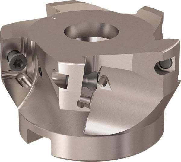Seco - 5 Inserts, 66mm Cut Diam, 27mm Arbor Diam, 17mm Max Depth of Cut, Indexable Square-Shoulder Face Mill - 90° Lead Angle, 40mm High, XO.X 12.. Insert Compatibility, Through Coolant, Series R220.69 - Apex Tool & Supply
