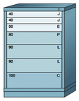 44.25 x 28.25 x 30'' (7 Drawers) - Pre-Engineered Modular Drawer Cabinet Counter Height (137 Compartments) - Apex Tool & Supply