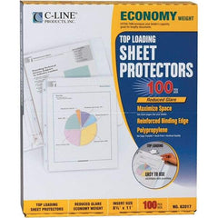 C-LINE - 100 Piece Clear Sheet Protectors-Ring Binder - 11" High x 8-1/2" Wide - Apex Tool & Supply