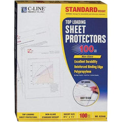C-LINE - 100 Piece Clear Sheet Protectors-Ring Binder - 11" High x 8-1/2" Wide - Apex Tool & Supply