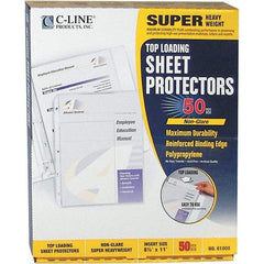 C-LINE - 50 Piece Clear Sheet Protectors-Ring Binder - 11" High x 8-1/2" Wide - Apex Tool & Supply