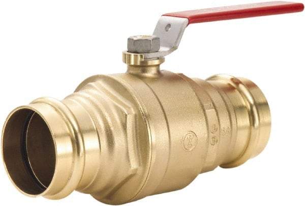 Legend Valve - 1-1/2" Pipe, Full Port, Lead Free Brass Full Port Ball Valve - 2 Piece, Press Ends, Lever Handle, 600 WOG - Apex Tool & Supply