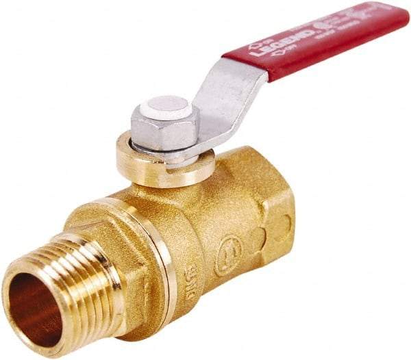 Legend Valve - 1/8" Pipe, Standard Port, Lead Free Brass Standard Ball Valve - 2 Piece, MNPT x FNPT Ends, Lever Handle, 400 WOG, 125 WSP - Apex Tool & Supply