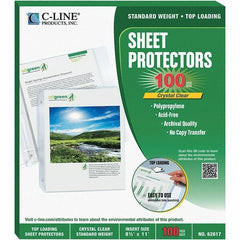 C-LINE - 100 Piece Clear Sheet Protectors-Ring Binder - 11" High x 8-1/2" Wide - Apex Tool & Supply