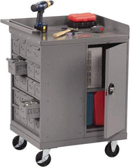 Tennsco - 1,000 Lb Capacity, 1 Shelf, 1 Door Mobile Bench - 33" Wide x 25" Deep x 43" High, Steel - Apex Tool & Supply