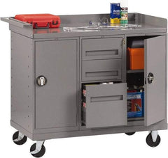 Tennsco - 1,000 Lb Capacity, 2 Shelf, 2 Door Mobile Bench - 45" Wide x 25" Deep x 43" High, Steel - Apex Tool & Supply