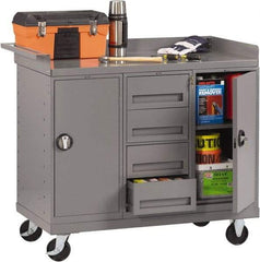 Tennsco - 1,000 Lb Capacity, 1 Shelf, 4 Drawer, 2 Door Mobile Bench - 45" Wide x 25" Deep x 43" High, Steel - Apex Tool & Supply